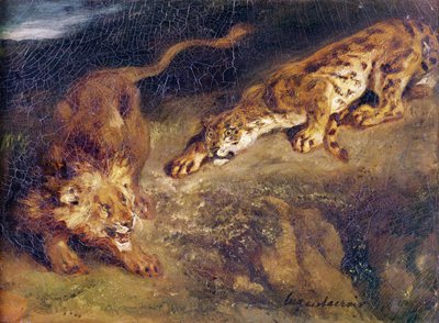 Tiger and Lion by Ferdinand Victor Eugene Delacroix